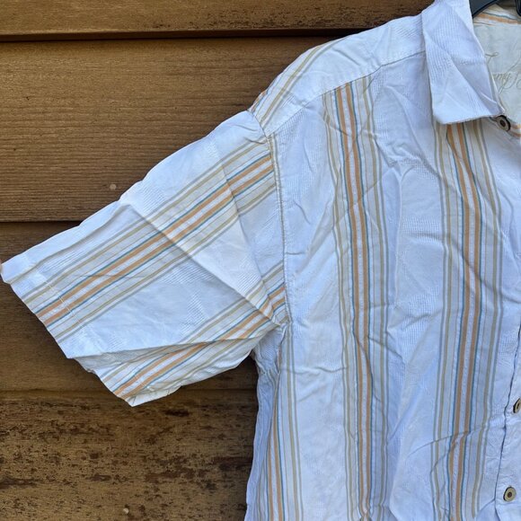 Vintage Tommy Bahama Yellow Pin Striped Silk Button Down Shirt Size XL - Picture 3 of 14